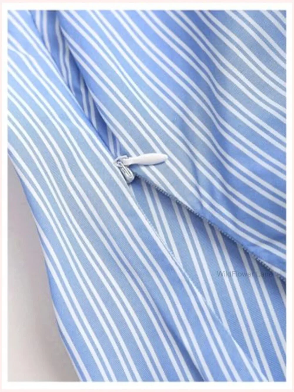 Striped Puff Sleeve Wrap Blouse Pleated Tied Waist Work Top